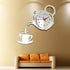 Creative DIY 3D Wall Clock Acrylic Coffee Cup Teapot Decorative Kitchen Wall Clocks Living Room Dining Room Home Decor Clock