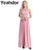 Womens Bridesmaid Dresses Full Length Sleeveless Pleated Waist Chiffon High Neckline Halter Lace Floral Elegant Long Party Dress